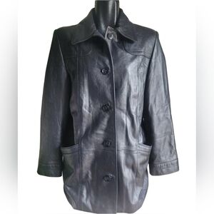 A&S Selections Vintage Black Mid-length Lambskin Leather Jacket M